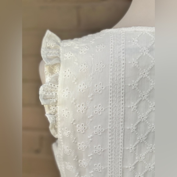 Calvin Klein white eyelet lace midi dress 8 - Picture 6 of 12